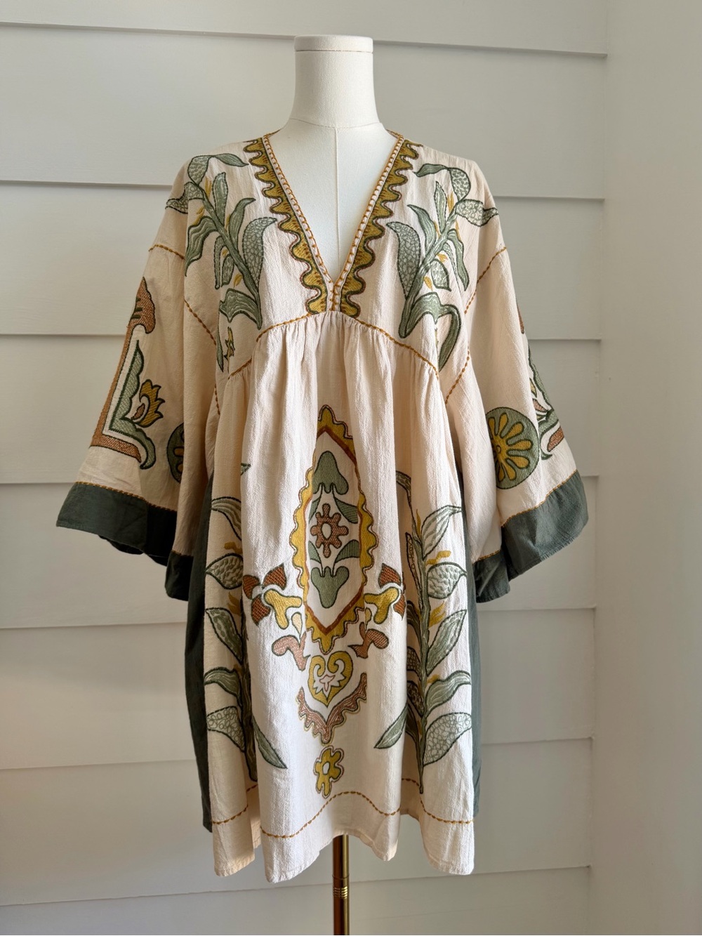 Zara Embroidered Linen Blend Mini Dress size L - Picture 4 of 12